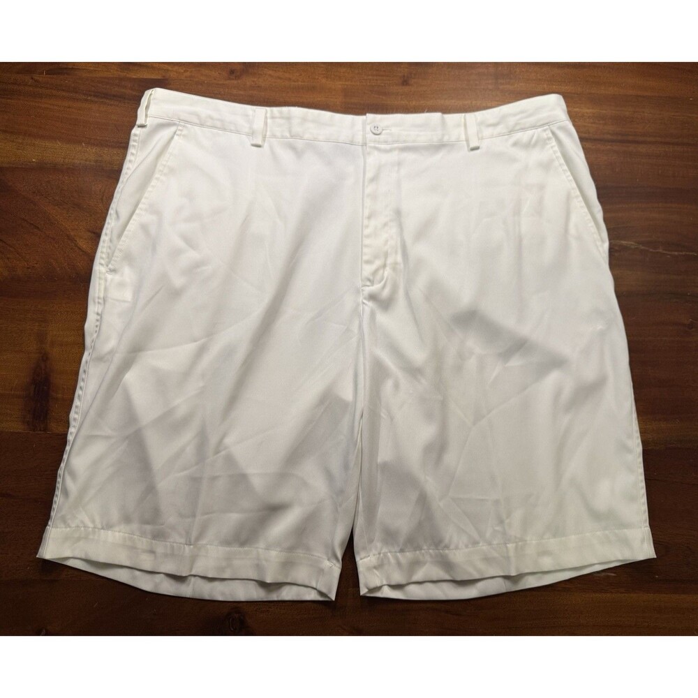 Nike Golf Fit Dry Shorts Mens 40 White Flat Front Performance 11” Inseam Preppy